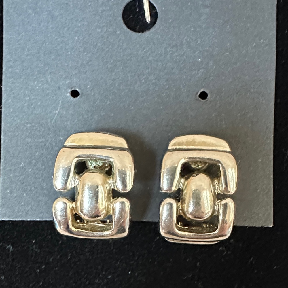 Nat Landau Hyman NLH Chunky Silver-Link Clip-On Earrings